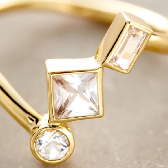 White Sapphire 23K Gold NWT Ring Elizabeth & James - Picture 3 of 8